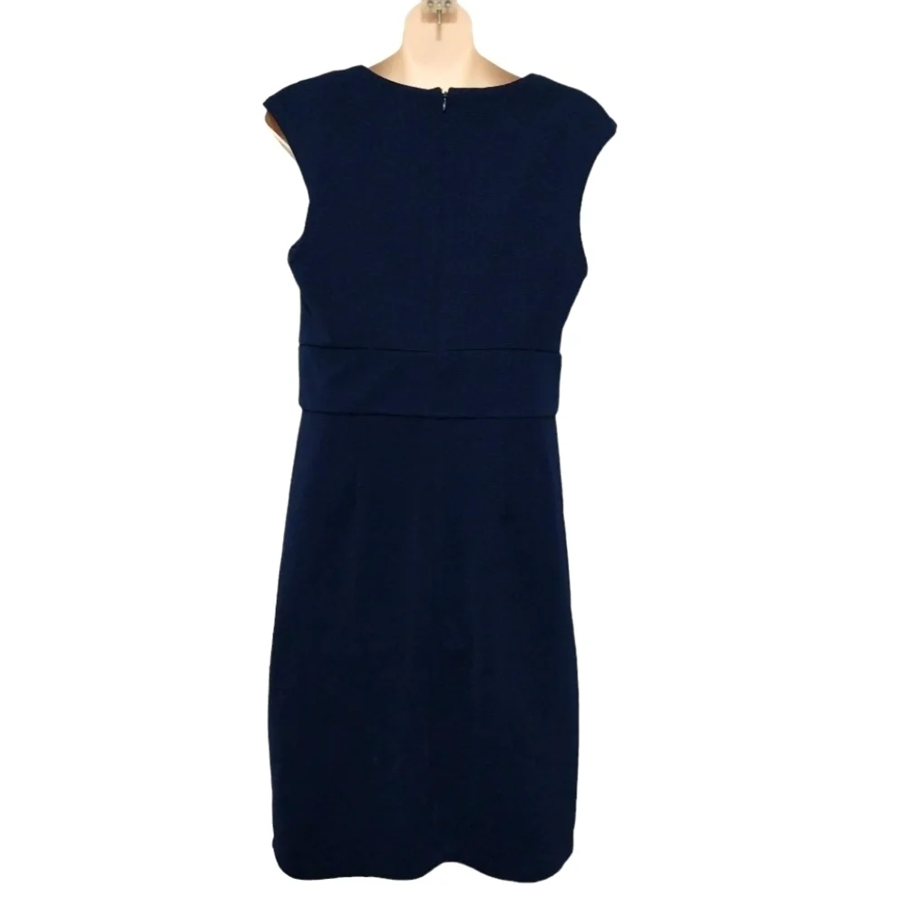 Navy Cap-Sleeve Sheath Dress